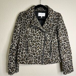 CUPCAKES & CASHMERE Margaux Moto Leopard Animal Print Jacket Size Medium